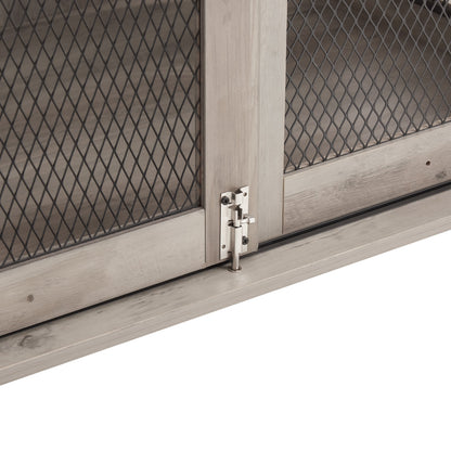 Farmhouse Dog Cage Crate Furniture with Sliding Barn Door