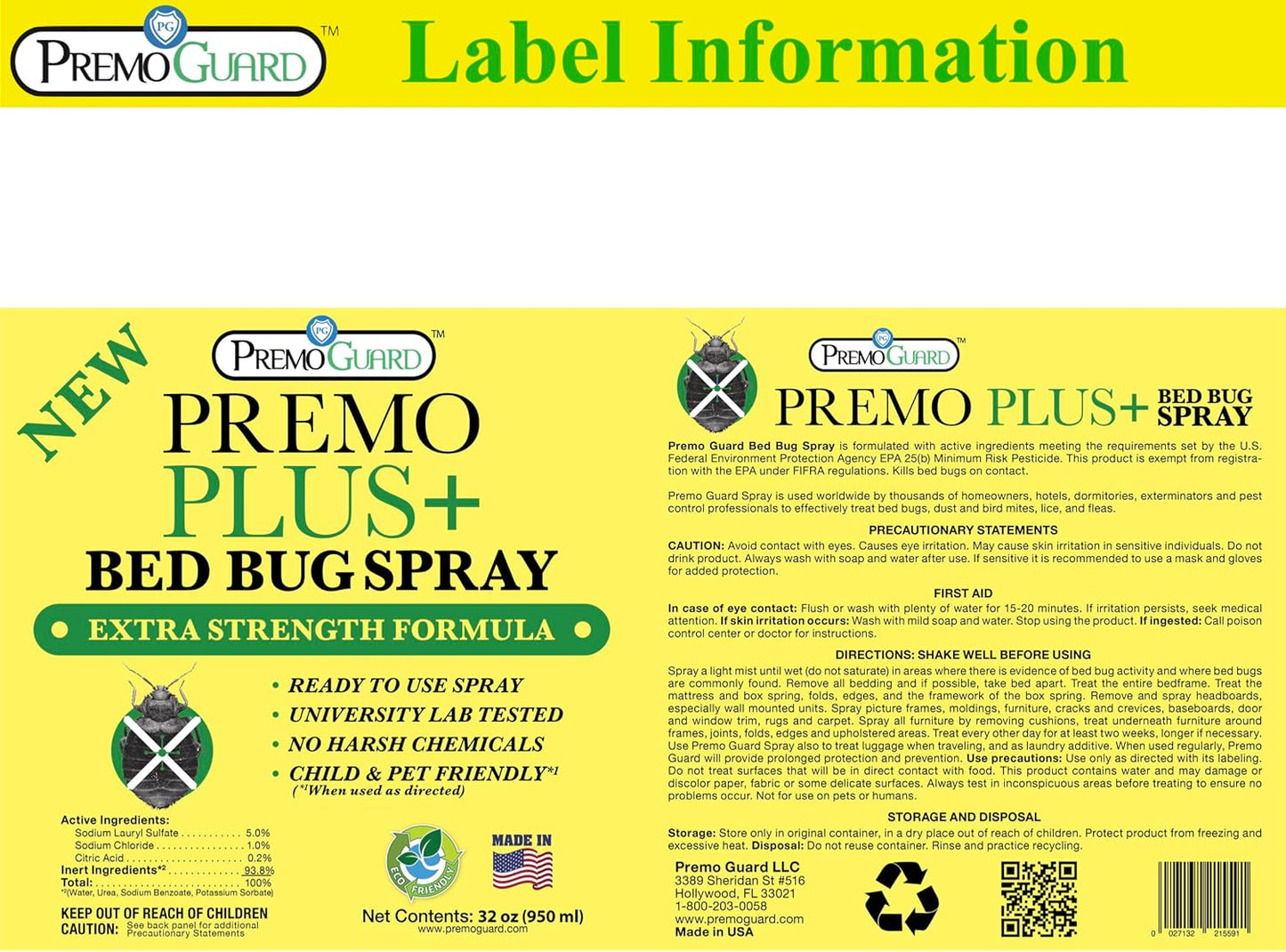 Bed Bug Plus Spray | Natural & Non-Toxic | Premo Guard