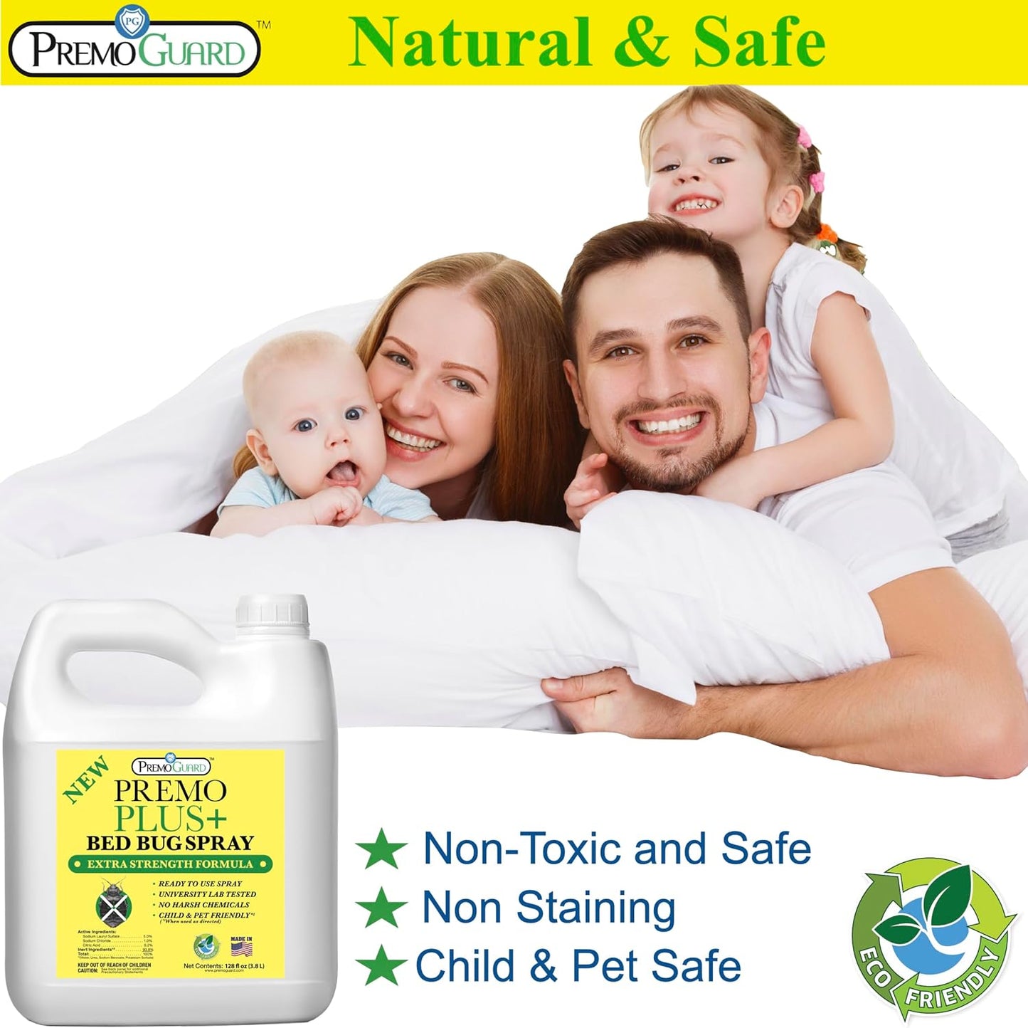 Bed Bug Plus Spray 128 oz | Natural & Non-Toxic | Premo Guard