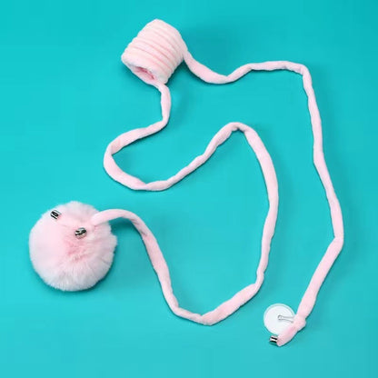 Sucker type spring rabbit hair ball cat toy tease cat ball self hi interactive cat toy ball pet supplies