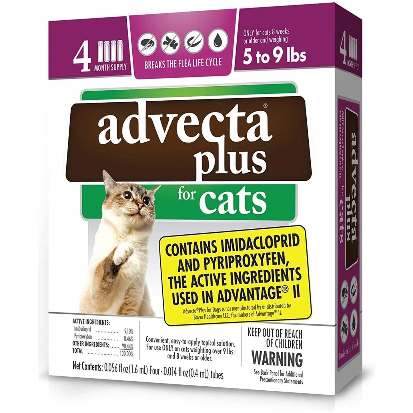 Advecta Plus Flea and Tick Treatment for Small Cats 4 Count