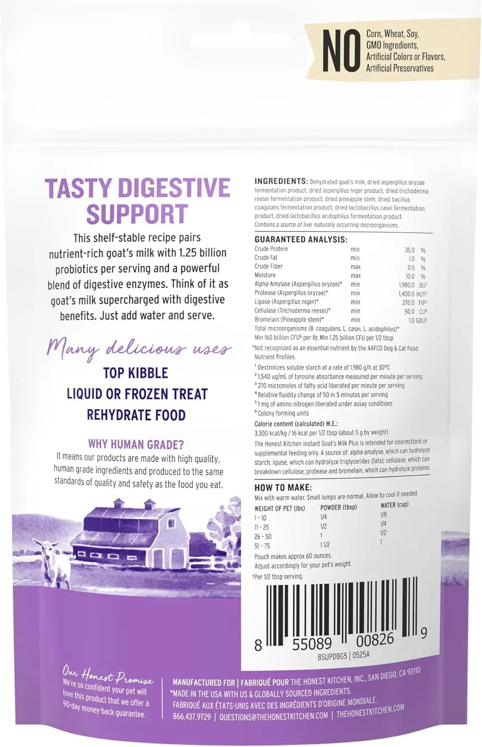 Honest Kitchen Goat Milk Powder Probiotics for Dogs & Cats 5.2oz