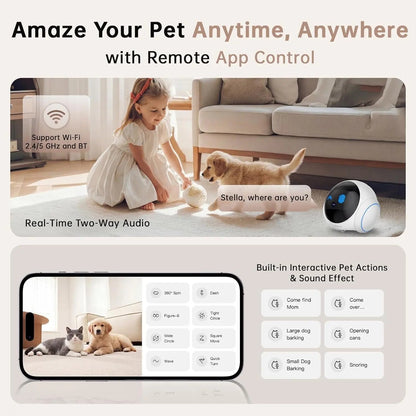 Movable Pet Camera Robot 1080P Two Way Audio Night Vision Auto Recharge