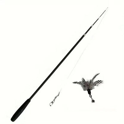 Interactive Long Extendable Pole Cat Toy with Artificial Feathers Pet Supplies for Cats Pet Toy
