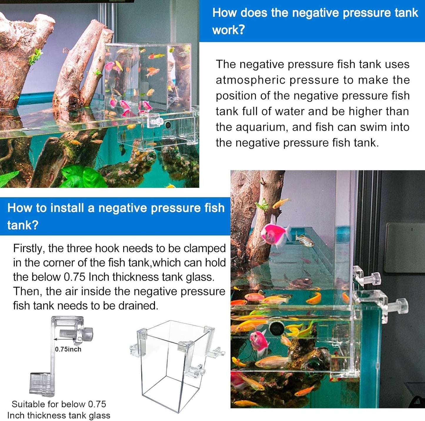 Fish Tank Auto Top Off Negative Pressure Aquarium Water Refill System