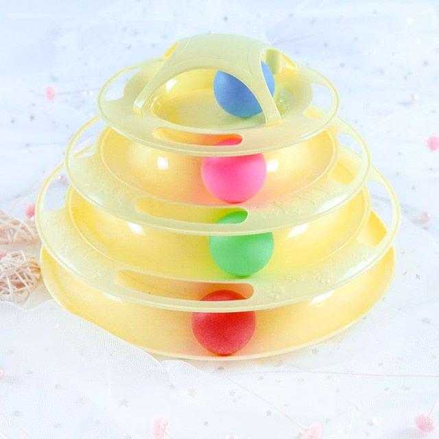 Multi-Layer Cat Toy Tower with Tracks & Tumbler – Interactive Kitten Puzzle