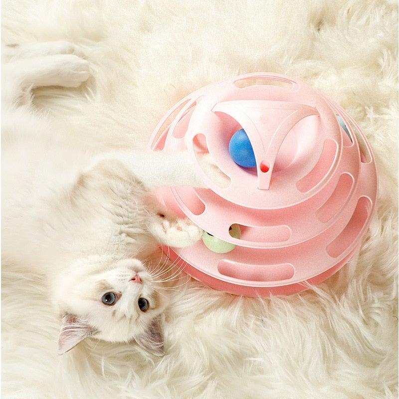 Multi-Layer Cat Toy Tower with Tracks & Tumbler – Interactive Kitten Puzzle