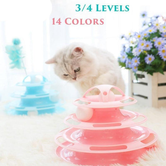 Multi-Layer Cat Toy Tower with Tracks & Tumbler – Interactive Kitten Puzzle
